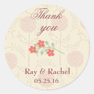 Thank you Pretty floral Classic Round Sticker
