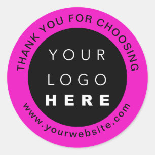 Thank You Professional Logo Promotional WWW Pink Classic Round Sticker