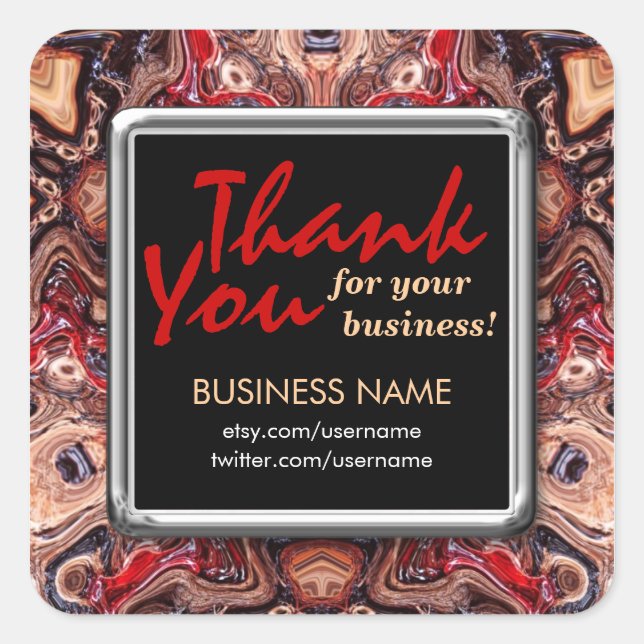 Thank You Psychedelic Grain Busines Square sticker (Front)