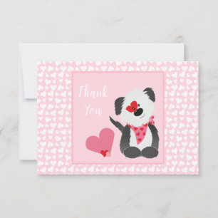Thank You Puppy Heart Pattern Pink White Card