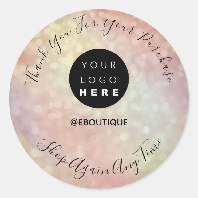 Thank You Purchase Boutique Logo Holograph Rose Classic Round Sticker (Front)