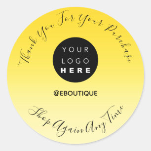 Thank You Purchase Boutique Online Logo Yellow Classic Round Sticker