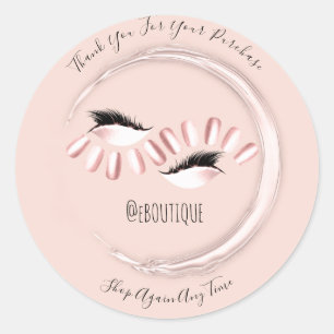 Thank You Purchase Lashes Nails Online Shop Classic Round Sticker