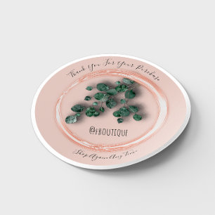 Thank You Purchase Rose Green Eucalipto Name Classic Round Sticker