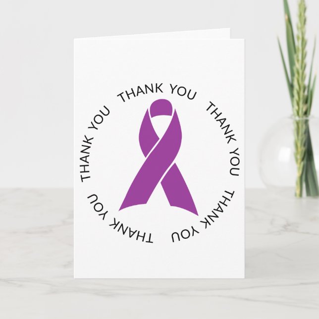 Thank You Purple Awareness Ribbon Card (Front)
