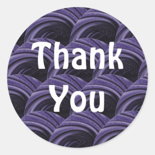 Thank You Purple Black Circle Pattern Appreciation Classic Round Sticker