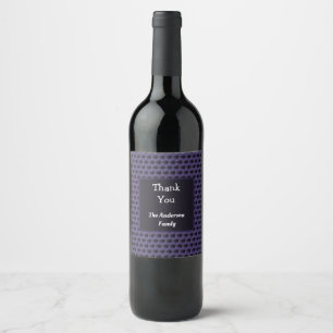 Thank You Purple Black Circle Pattern Appreciation Wine Label