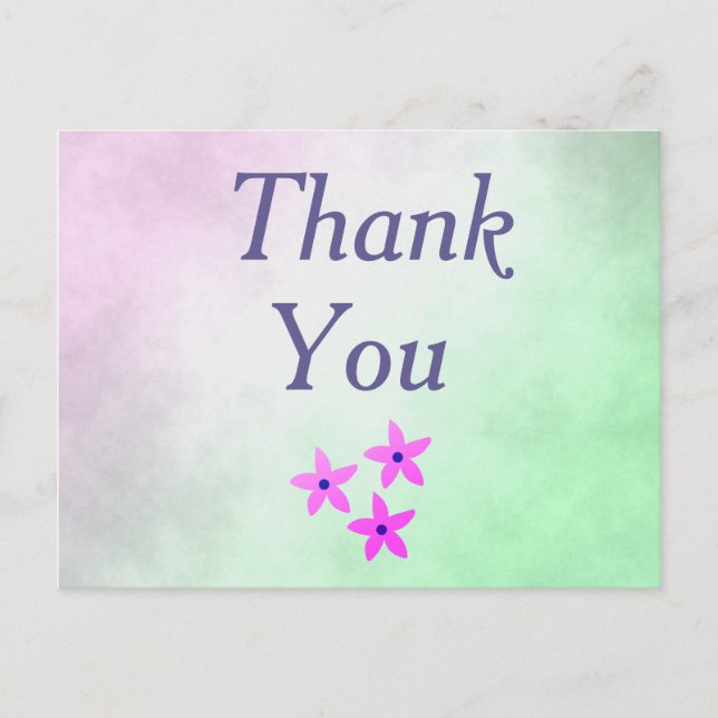 Thank You Purple Flowers Postcard (Front)