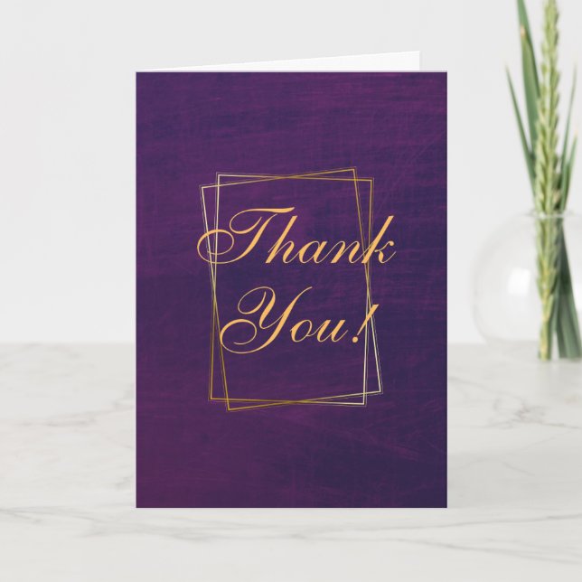 Thank You Purple Gold Folded Card  (Front)