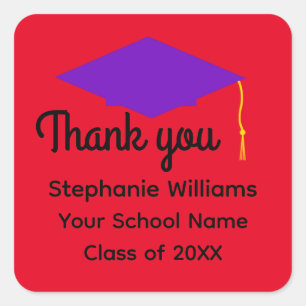 Thank You Purple Graduation Cap #1-2 Stickers