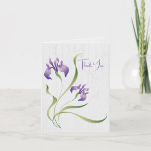 Thank You Purple Iris On Wood Card