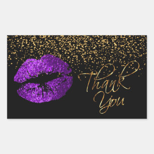 Thank You - Purple Lips with Gold Confetti Sticker