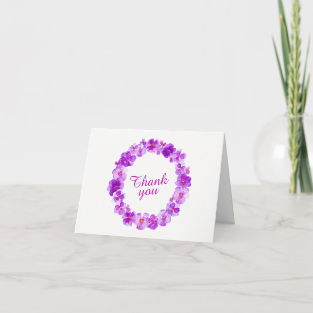 Thank you purple pansy wreath art card (Front)