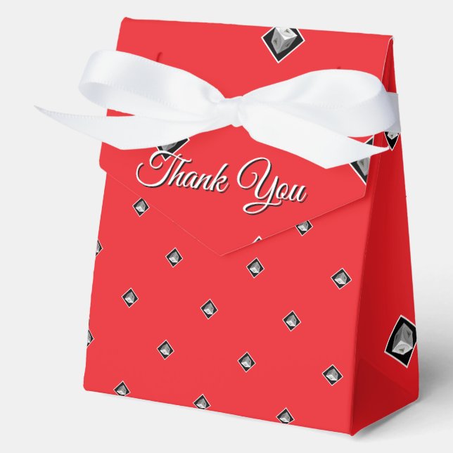 Thank You Pyramid Cube Repeat Red              Favor Box (Front)