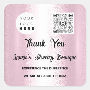 Thank You Qr Code Online Shop Instagrams Logo Pink Square Sticker