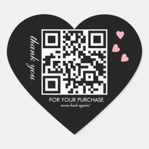 Thank You QR Code Script Pink Floating Heart Sticker