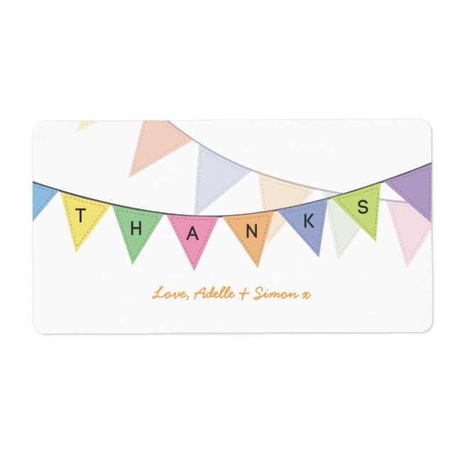 Thank You Rainbow Banner Sticker Label (Front)