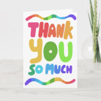 THANK YOU Rainbow Colourful Curvy Bubble Letters