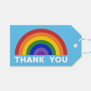 Thank You Rainbow on Light Blue Gift Tags
