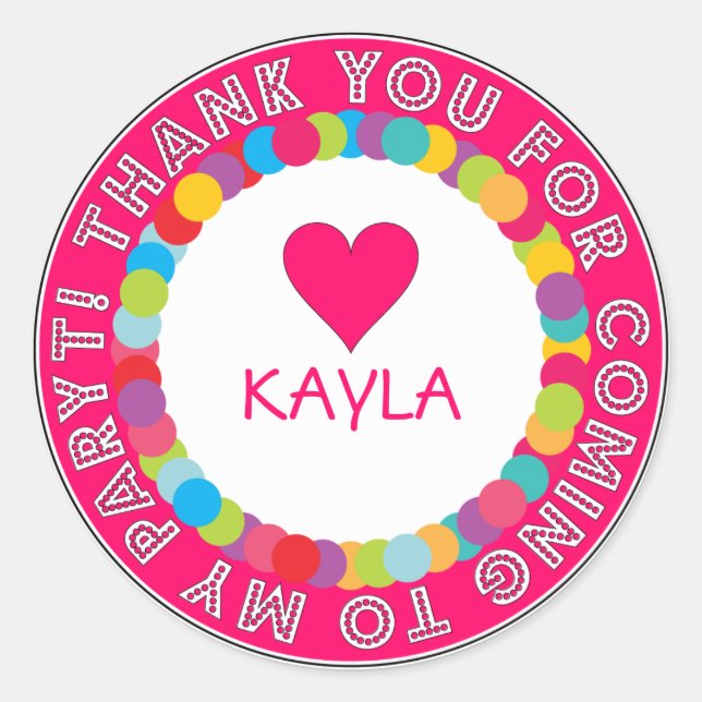 Thank You Rainbow Sticker for Kids Party (Front)