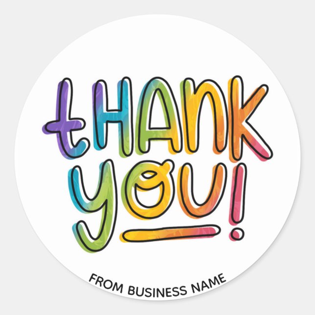 Thank You Rainbow Thanking Thanks for Business Classic Round Sticker (Front)