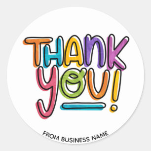 Thank You Rainbow Thanking Thanks for Business Classic Round Sticker