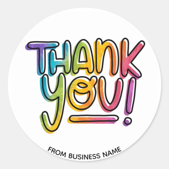 Thank You Rainbow Thanking Thanks for Business Classic Round Sticker (Front)