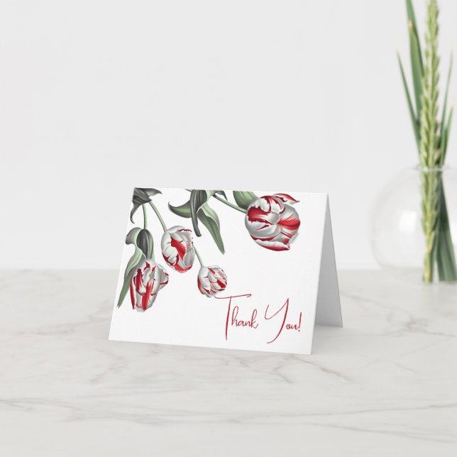 Thank You | Red and White Tulips Card (Front)