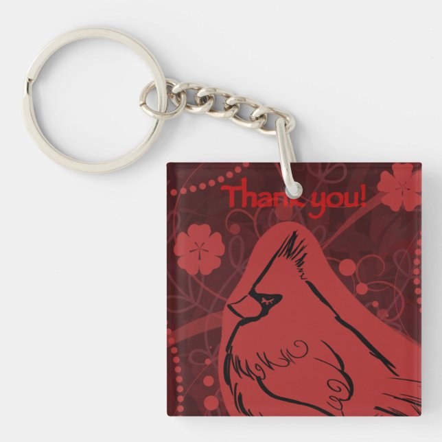 Thank You Red Cardinal Keychain (Front)