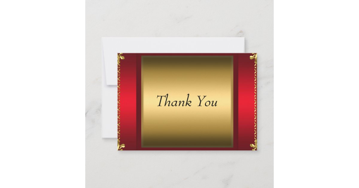Thank You Red Gold Thank You Card | Zazzle