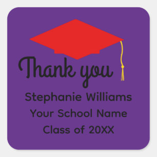 Thank You Red Graduation Cap #1-2 Stickers