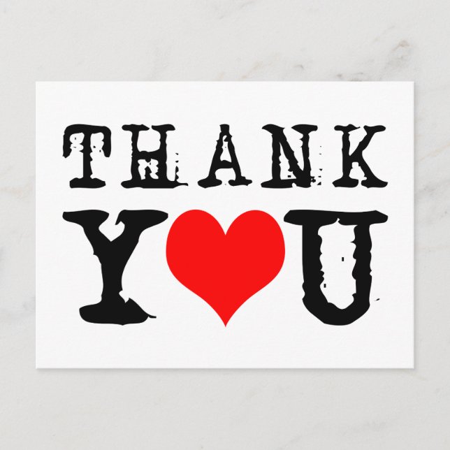 Thank You Red Heart customizable Postcard (Front)