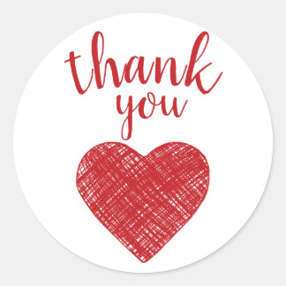 Thank you Red heart Love sayings Classic Round Sticker