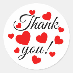 Thank you Red Hearts Classic Round Sticker