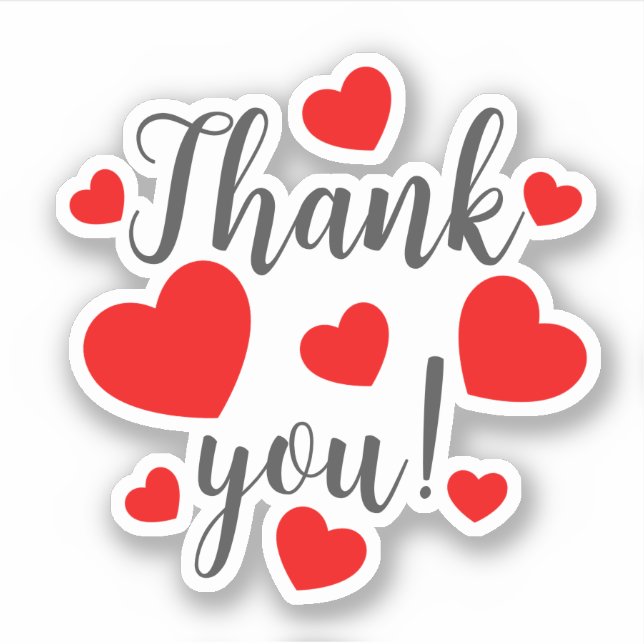 Thank you Red Hearts Sticker (Front)