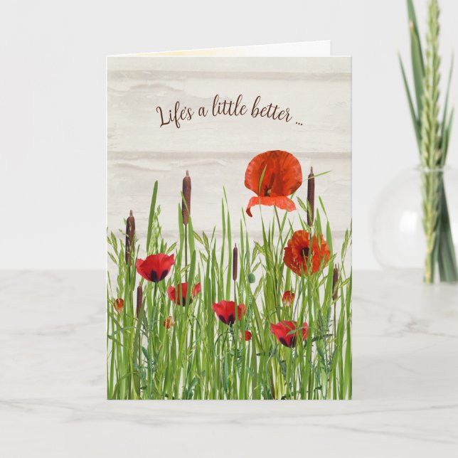 Thank You Red Poppies Card (Front)