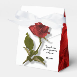Thank You - Red Rose and Stem - Floral Photography Favor Box