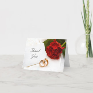 Thank you red rose wedding note card