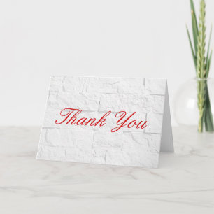 Thank You Red Script Grey Wall Brick Greeting Card