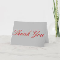 Thank You Red Silver Grey Colour Greeting Card