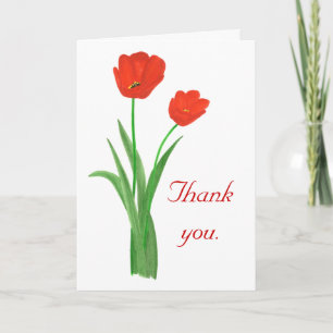 Thank you, red tulips, wedding cards