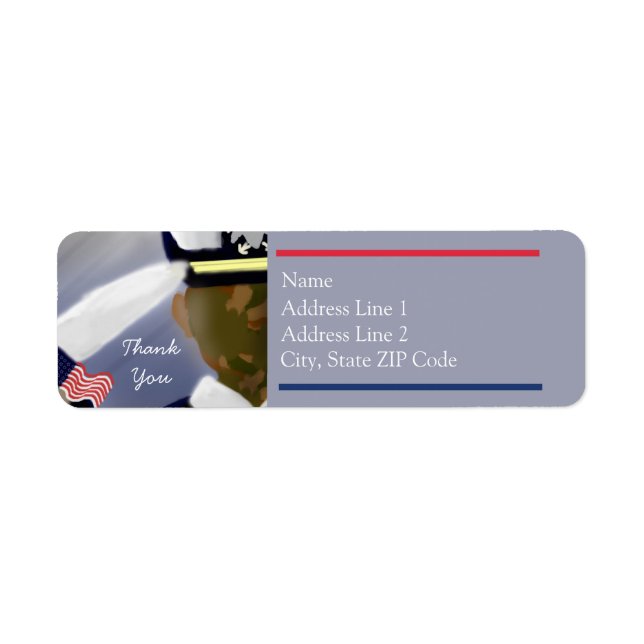 Thank You Red White Blue Striped Camo Veteran  (Front)