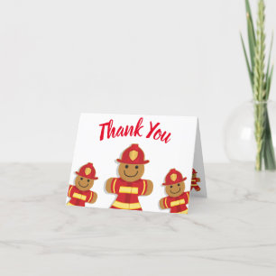 Thank You Red White Gingerbread Firefighters Card