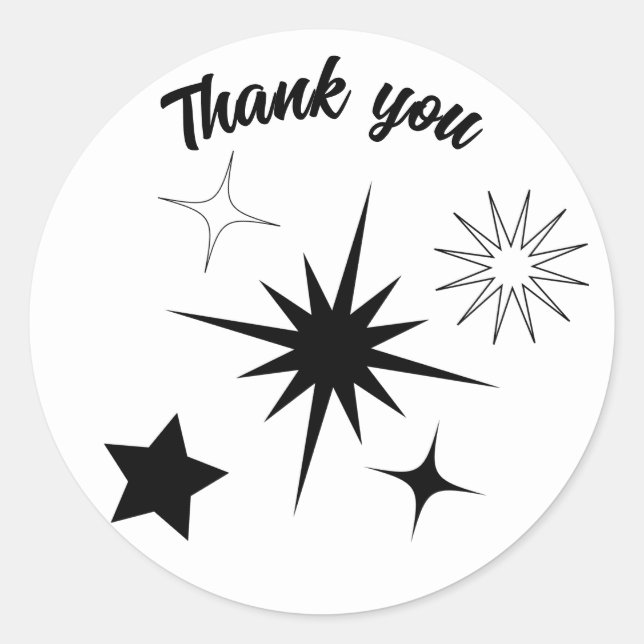 Thank you retro black stars personalized  classic round sticker (Front)