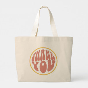 Thank You Retro Groovy Large Tote Bag
