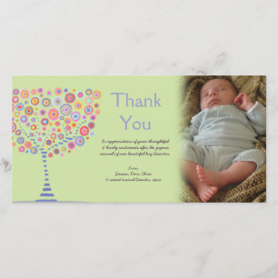 Thank You Retro Tree New Baby Gift Photocard