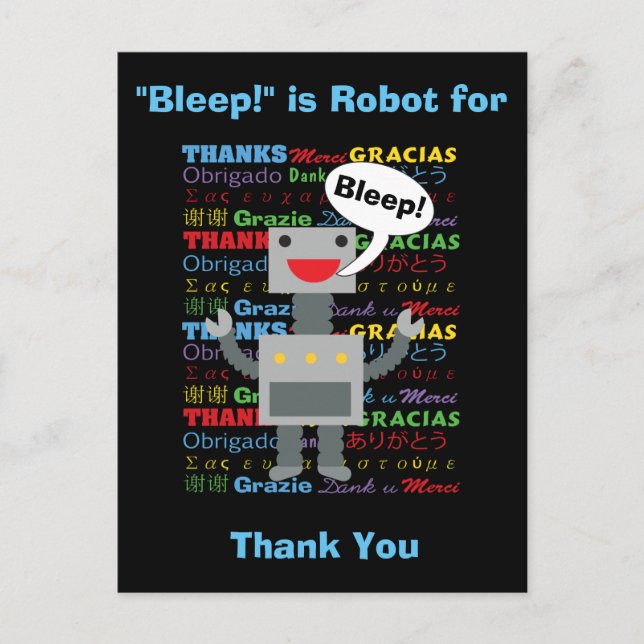 Thank You Robot Funny Personalize Postcard (Front)