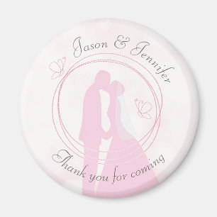 Thank you Romantic Dreamy Pink Wedding Curved Text Magnet