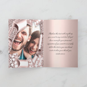Thank You Rose 3D Frame Initials Wedding Photo Card