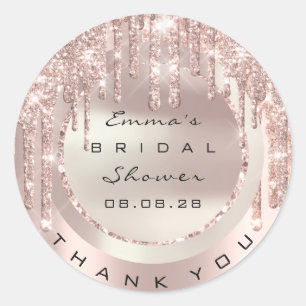 Thank You Rose Blush Drip Bridal Shower 16th Spark Classic Round Sticker